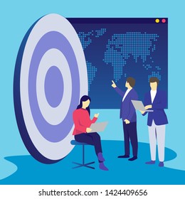 Business concept vector illustration, Target with an arrow, hit the target, goal achievement