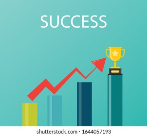 Business concept vector illustration of a business winner, Road to success
