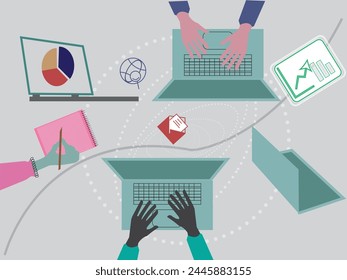 Business concept vector illustration.Technology and graphs communication illustration.