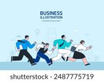 Business concept vector line illustration