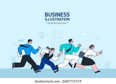 Business concept vector line illustration