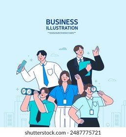 Business concept vector line illustration