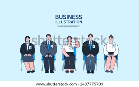 Business concept vector line illustration