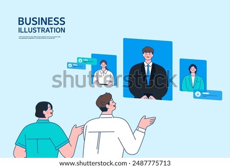 Business concept vector line illustration