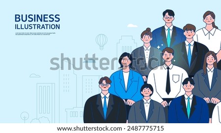 Business concept vector line illustration