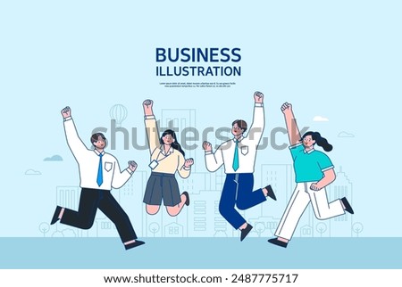 Business concept vector line illustration