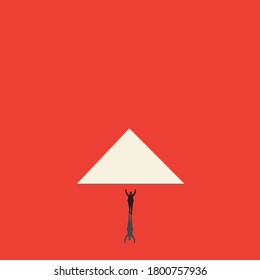 Business concept. The way to solve problems. businessman looking into the distance, minimalistic style. Vector illustration