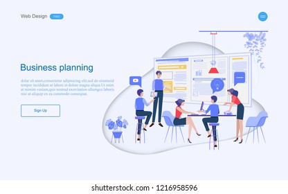 Business concept of web design for teamwork in collaborative planning data analysis conculting and solutions  include business services. Vector illustration.