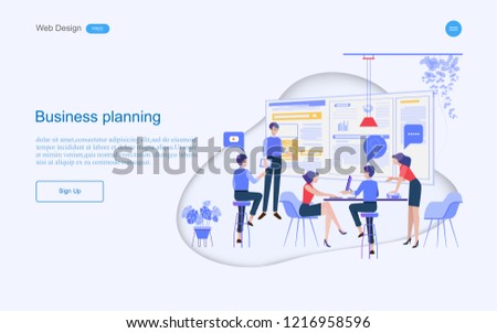 Business concept of web design for teamwork in collaborative planning data analysis conculting and solutions  include business services. Vector illustration.