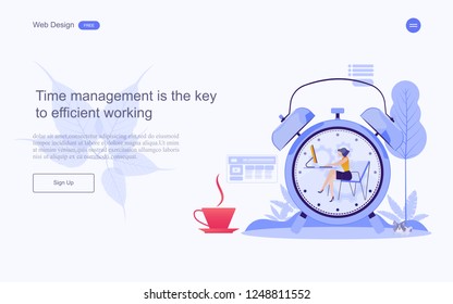 Business-Konzept des Web-Designs für Zeitmanagement. Vektorillustration.