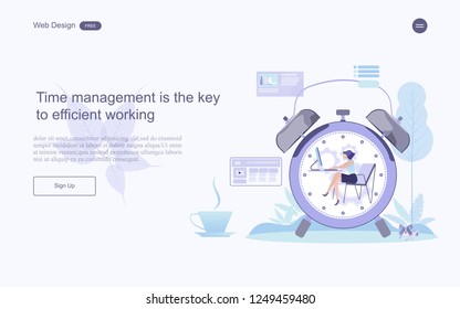 Business concept of web design for  time management. Vector illustration.