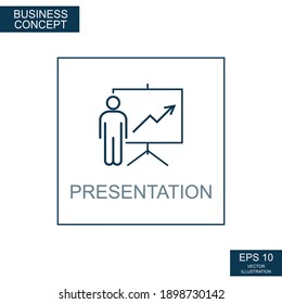 Geschäftskonzept, Web-Icon aus dünnen Linien. Präsentation - Vektorgrafik
