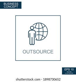 Business concept, web icon from thin lines. Outsource - Vector
