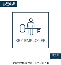 Concepto de negocio, icono web de líneas delgadas. Empleado clave - Ilustración del vector
