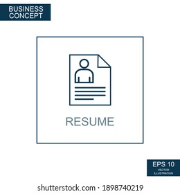 Business concept, web icon from thin lines. Resume - Vector illustration