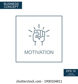 Business concept, web icon from thin lines. Motivation - Vector illustration