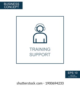 Business concept, web icon from thin lines. Training Support - Vector illustration