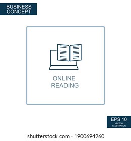 Business concept, web icon from thin lines. Online Reading - Vector illustration