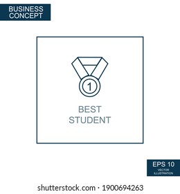 Business concept, web icon from thin lines. Best Student Support - Vector illustration