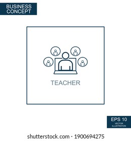 Business concept, web icon from thin lines. Teacher - Vector illustration