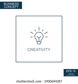Concepto de negocio, icono web de líneas delgadas. Creatividad - Ilustración vectorial