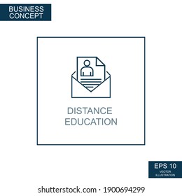 Business concept, web icon from thin lines. Distance education - Vector illustration