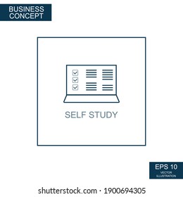 Business concept, web icon from thin lines. Self study - Vector illustration