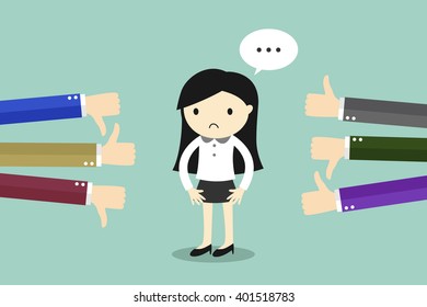 Business concept, Business woman get feedback from other people. Vector illustration.