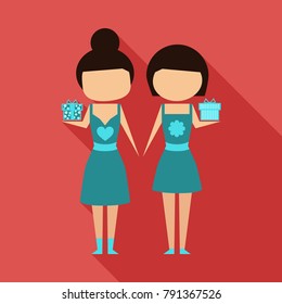 Business concept, Business woman holding a big gift box for Christmas festival. Vector illustration.