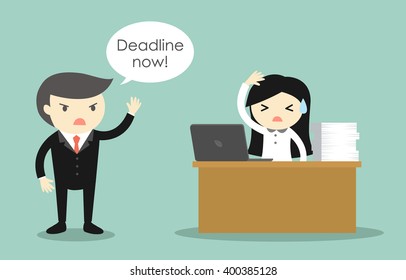 Business concept, Business woman stressed about deadline. Deadline concept.