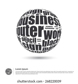 Business concept word cloud. business keyword World globe. Wordcloud vector illustration.