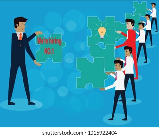 Business concept,Boss seeing and finding a perfect person for the job - Vector Illustration