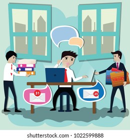 Business concept,Businessman work hard,busy day - Vector Illustration
