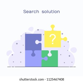 Business concept.Cearch solution, drafting puzzle elements. Vector illustration flat style design. Working together, cooperation, partnership.