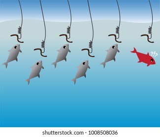 Business Concept,Different fish,think different,vector,illustration