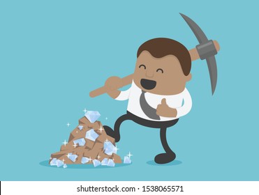 Business concepts american businessmen in black suits digging a lot of diamonds , Success without apartheid