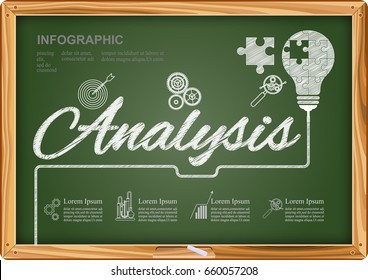 Business concepts for analysis creative light bulb idea abstract info graphic on chalkboard, Vector illustration modern design template