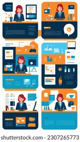 Business concepts of analytics, planning, marketing research, work communication, goal settings. People launching projects, studying reports. Flat vector illustrations isolated on white background.