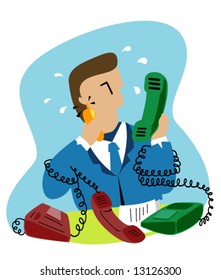 Conceptos empresariales: Llamadas de negocios - Vector