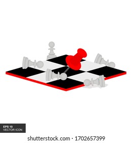 Business concepts with chess and push pins. leadership, strategy, strategic step concepts. Vector illustration.