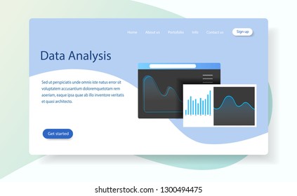 Business concepts for data analysis, easy to use and highly customizable. Modern vector illustration concept, isolated with light blue and white background.