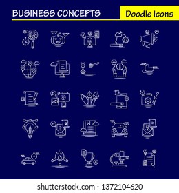 Business Concepts Hand Drawn Icons Set For Infographics, Mobile UX/UI Kit And Print Design. Include: Money Bag, Money, Dollar, Currency, Shop, Market, Money, Collection Modern Infographic Logo and Pic