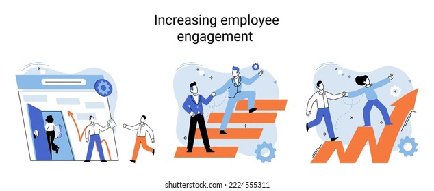 Business concepts human resourses HR department, increasing employee engagement, worker performance evaluation. Personal staff training for business development, motivation for evolution of initiative