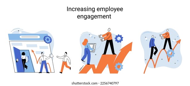 Business concepts human resourses HR department, increasing employee engagement, worker performance evaluation. Personal staff training for business development, motivation for evolution of initiative