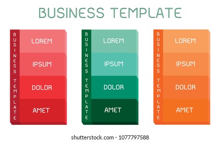 Business Concepts, Illustration of Set of Infographic Templates Pattern Element for Business Presentation. Red, Green and Orange Colors.