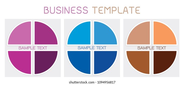 Business Concepts, Illustration Set of Infographic Templates Pattern Element in Pie Charts for Business Presentation. Purple, Blue and Brown Colors.