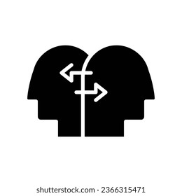 Business Concepts Interpersonal relationship glyph icon. Two persons communication relationship. Discussion and exchange of ideas. share value. Vector illustration. Design on white background EPS 10