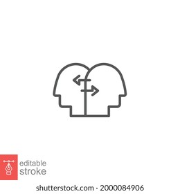 Business Concepts Interpersonal relationship line icon. Social capital, empathy, Two people interacting, associating each other. Editable stroke Vector illustration Design on white background EPS 10