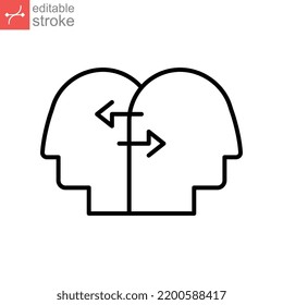 Business Concepts Interpersonal relationship line icon. Social capital, empathy, Two people interacting, associating each other. Editable stroke Vector illustration Design on white background EPS 10