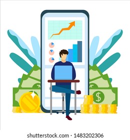 Business concepts for investment. Money, finance, savings or income growth concept. Group of people. Flat design vector illustration. Poster for social media, web page, banner, presentation